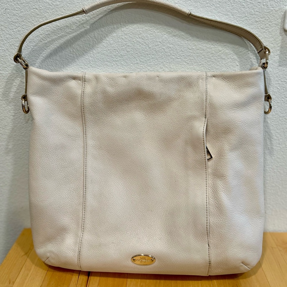 Coach Isabelle F34511 Pebbled Cream Leather Shoulder Bag